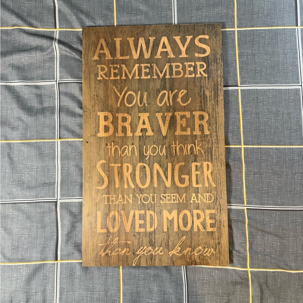 🏡Like New Inspirational Wooden Wall Sign - Brown 14” x 24”